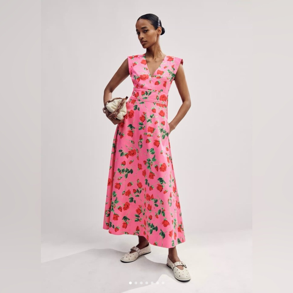 NWT ME+EM Cotton Sateen Rose Print Maxi